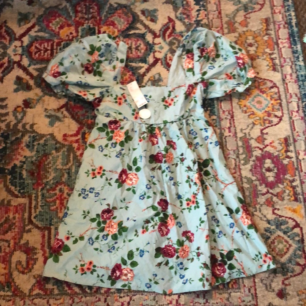 Laura Ashley floral mini dress blue flower large